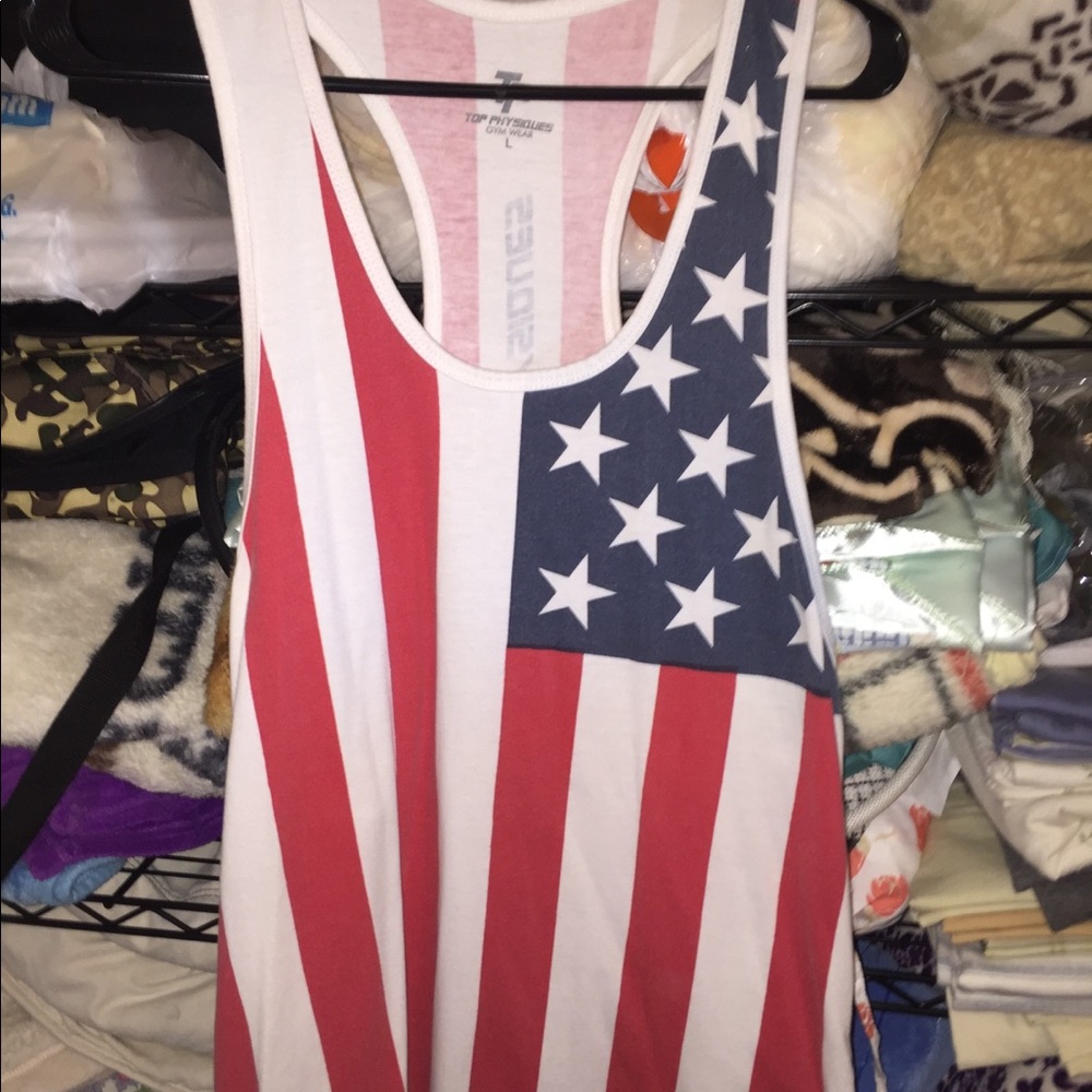 Top physiques tank top stringer American flag LRG